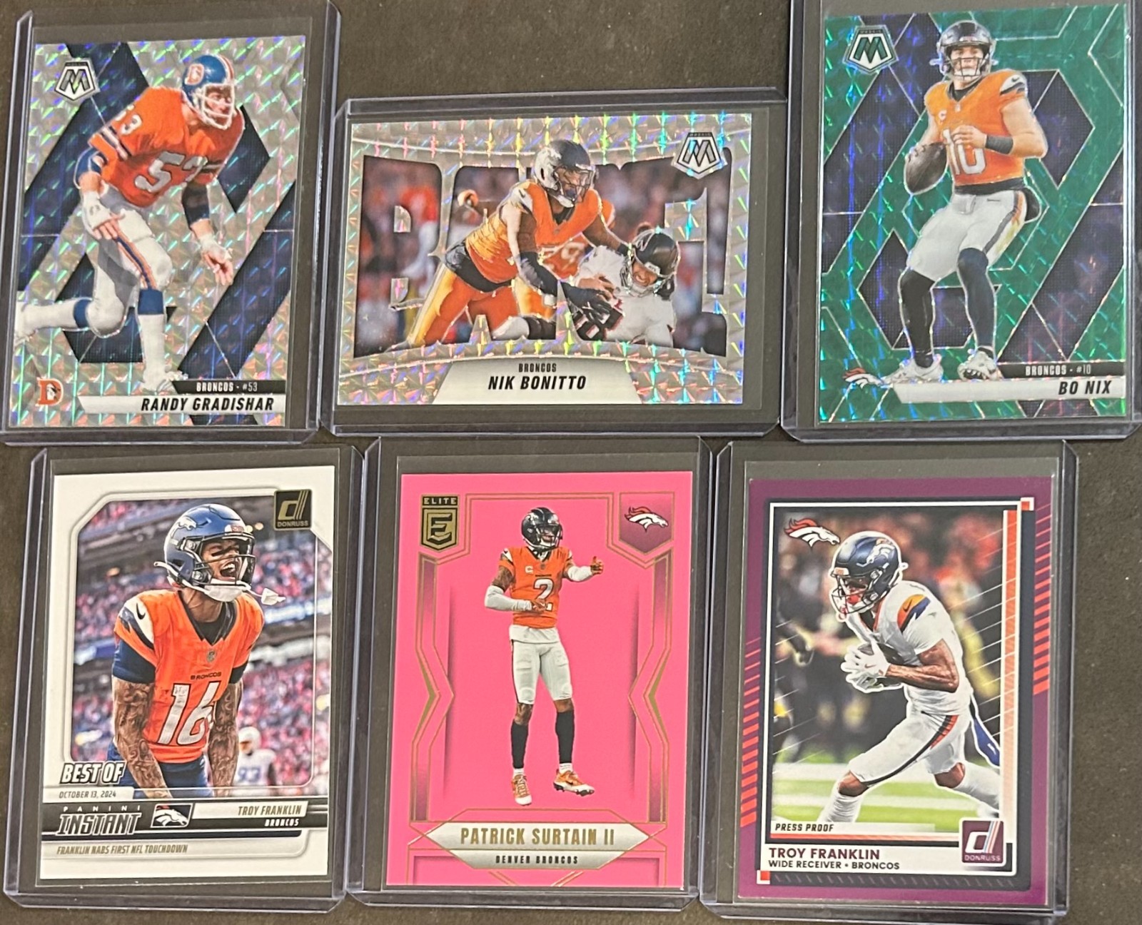 2025 Panini Football Denver Broncos 6 Card Insert/Parallel Trading Lot