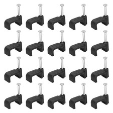 100 Pcs Cable Clips, Flat Ethernet Cable Clamps with Steel Nails, 0.38 Inch