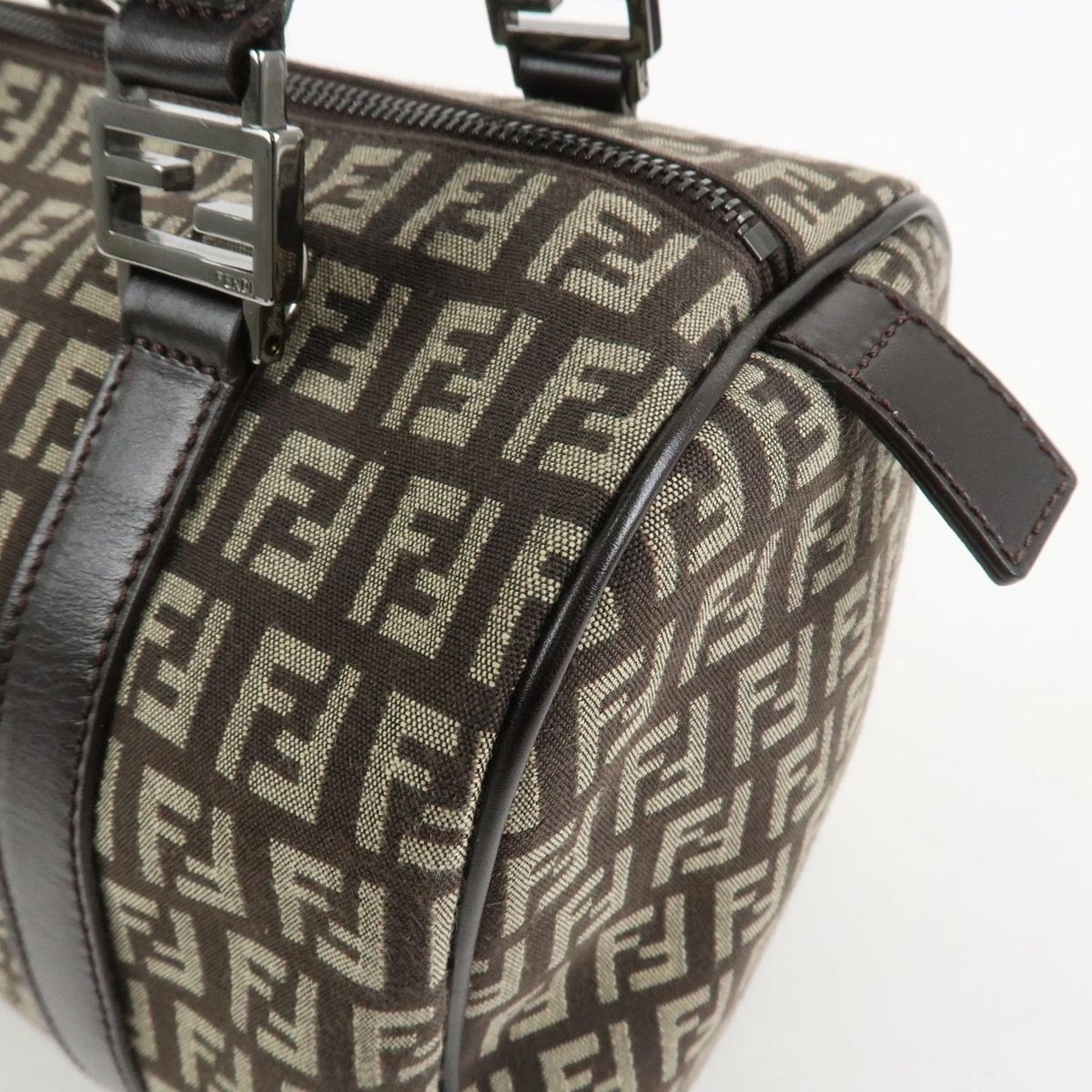 FENDI Zucchino Canvas Leather Handbag Boston Bag 8BL068 Women From Japan thumbnail 16