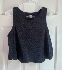 Women s Cropped Sleeveless Tank Top Black/Nav...