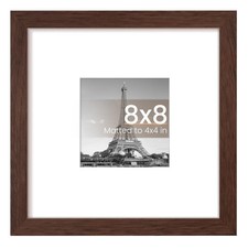 upsimples 8x8 Picture Frame, Display Pictures 4x4 with Mat or 8 x 8x8, Brown