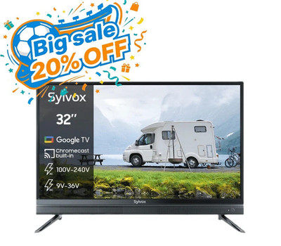 Sylvox 32 Inch Smart 12V RV TV Google TV 1080P APP Store WiFi No DVD Combo