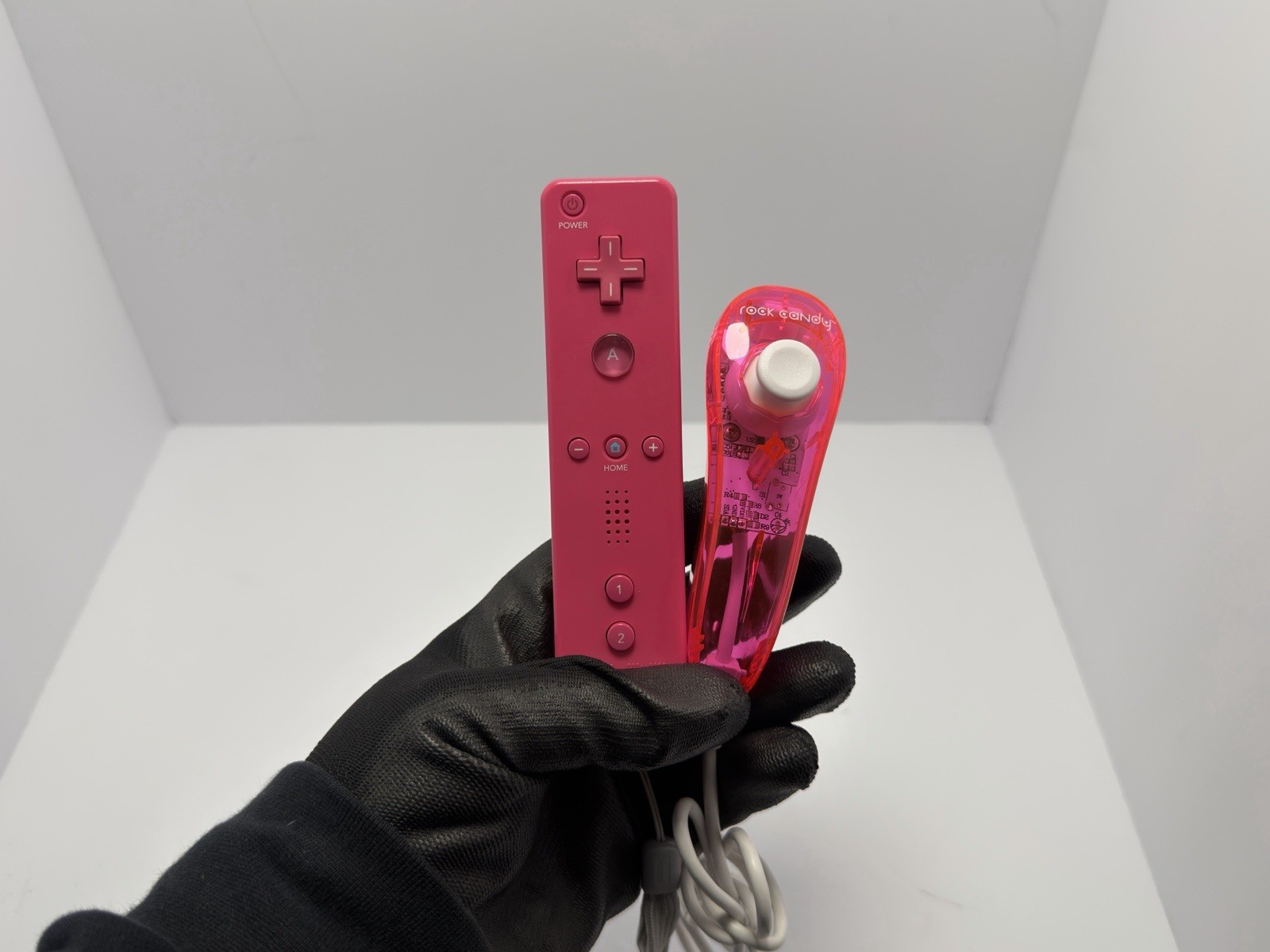 Nintendo Wii Remote Plus Pink & Rock Candy Nunchuk Controller RVL-036