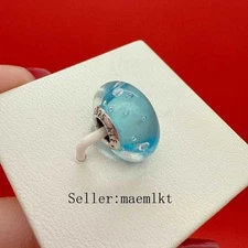 Blue Fizzle Murano Charm,Charm for bracelet,