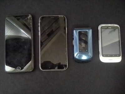 Apple Iphones 7Plus & 8( Both are 32GB), HTC Sense, Motorola i412 (All Used)