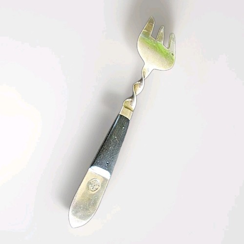 10" Mid-Century URAI Thailand Brass And Wood Serving Fork Rare - Picture 3 of 4