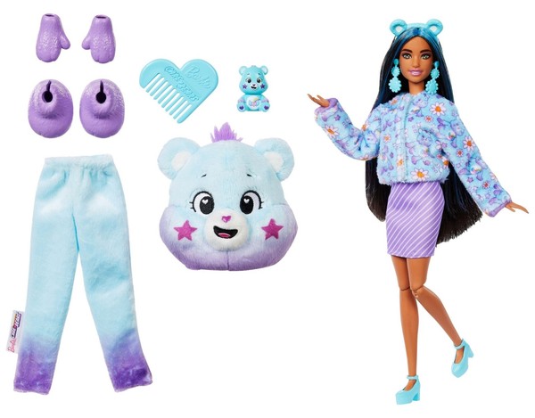 Barbie Cutie Reveal Puppe PlüSchkostüM GlüCksbäRchen Blau Lila-image