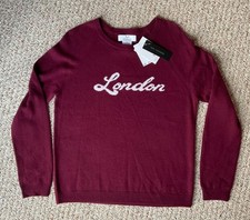  225 NWT Luxurious Magaschoni cashmere sweater crew neck burgundy M Medium