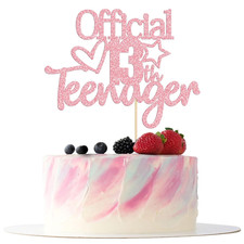 1 Pack Pink Glitter Official Teenager 13 Cake Topper Boys Girls Happy 13Th Birth