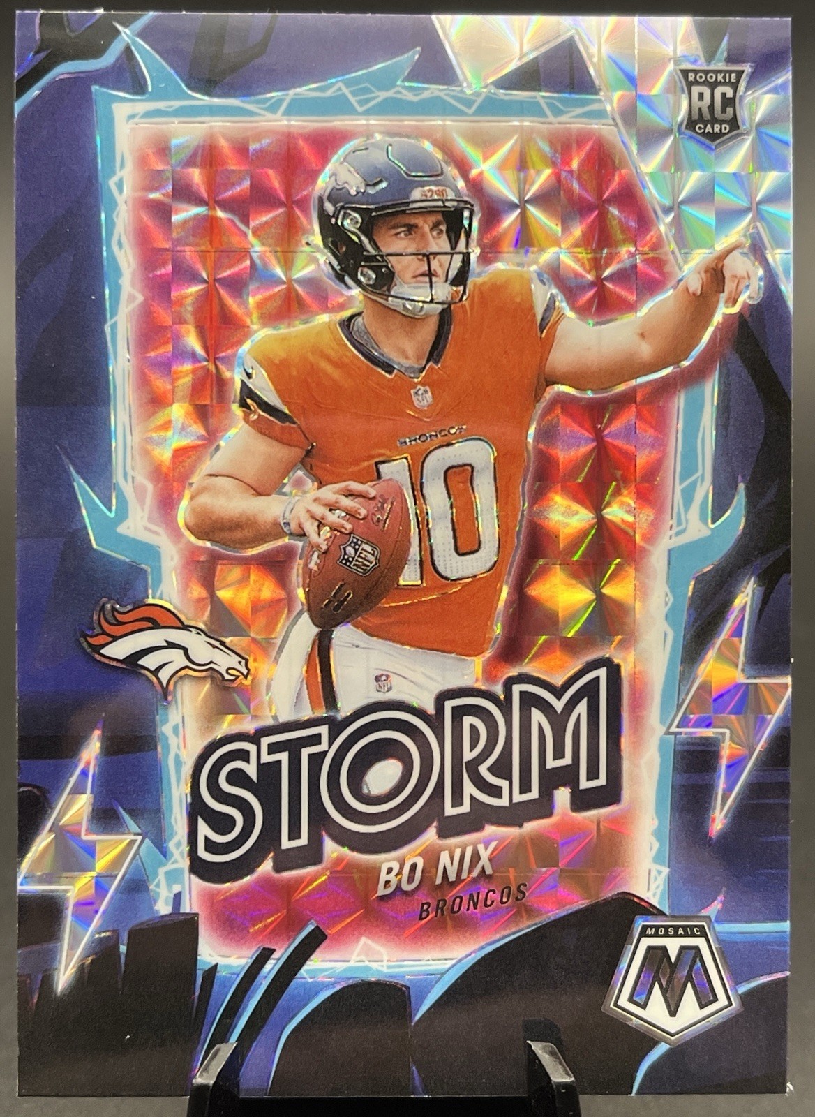 Bo Nix 2024 Mosaic Storm #13 Silver Prizm RC Rookie Denver Broncos NFL NM