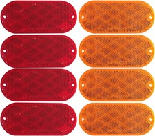 51018 Oval Reflectors Self Adhesive or Drill Mount-DOT 8 4 Red and 4 Amber