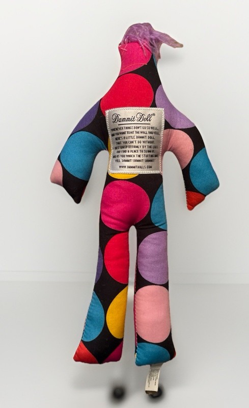 Dammit Doll Stress Relief Damn it 13" Polka Dot Pattern Fabric Body (D)