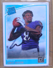 2018 PANINI/DONRUSS RATED ROOKIE #317 LAMAR JACKSON AUTOGRAPH CARD- VERY GOOD. rookie card picture