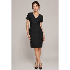 Jovani New York Black VNeck Cocktail Dress Size 6 Short Slv Diagonal Satin Bands