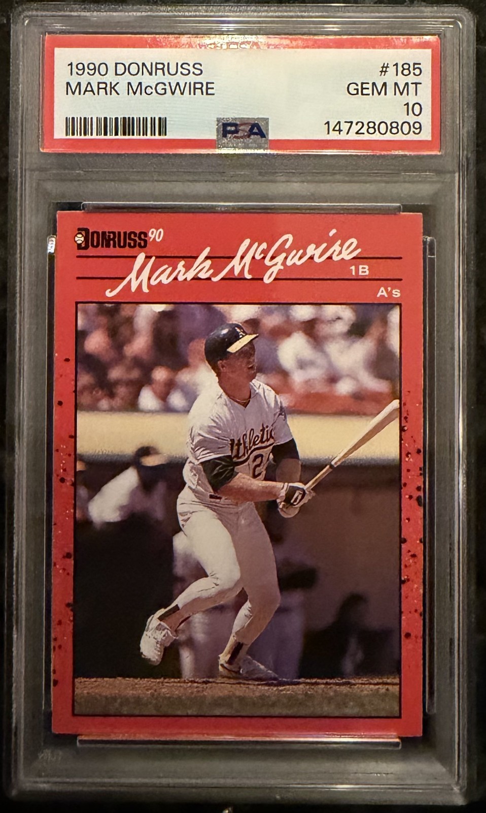 1990 DONRUSS #185 MARK MCGWIRE PSA 10 NEW LABEL A'S CARDINALS