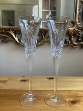 Waterford Crystal Sandals Palm Tree Set Of 2 Champagne Flutes No Box. 11 Inches