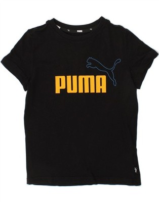 Puma Jungen Grafik T-Shirt Oberteil 7-8 Jahre Small schwarz Baumwolle BW11