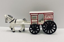 Vintage Cast Iron White Horse and Wagon Fresh Milk Reproduction