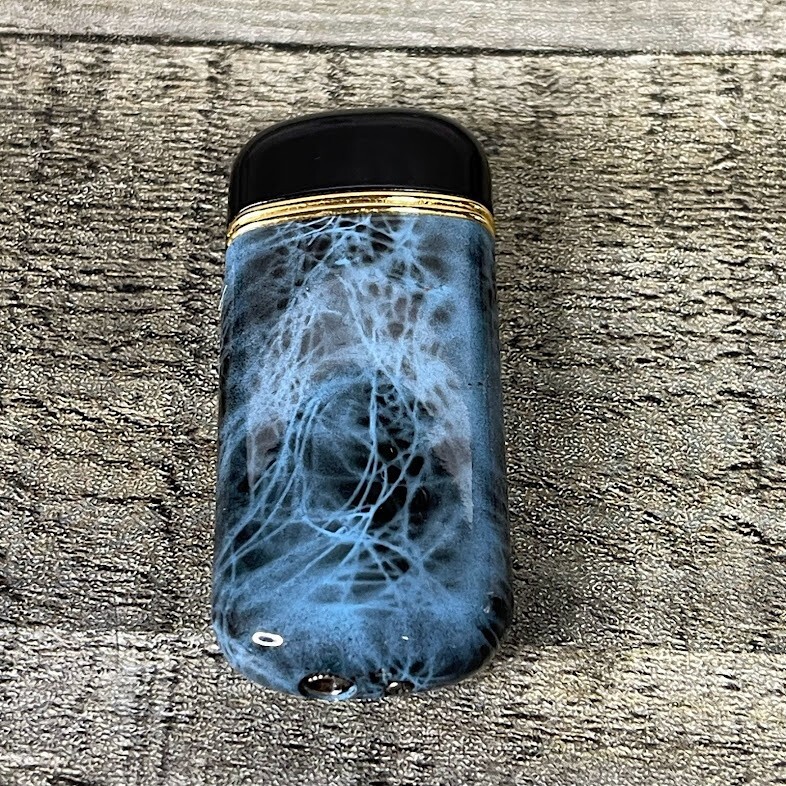 Abstract Blue, Black With Gold Trim 630 As Is