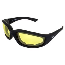 Birdz Oriole Padded Motorcycle Riding Sunglasses Black Frame w/Yellow Lens Z87.1