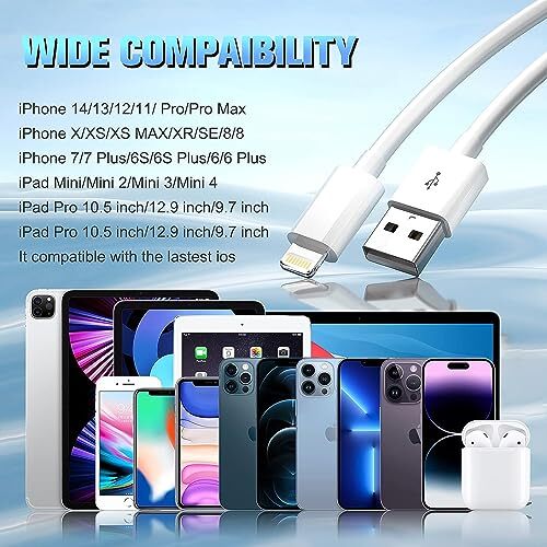 3 Pack 6Ft USB Fast Charging Cable Data Sync Transfer Compatible with iPhone - Picture 2 of 8