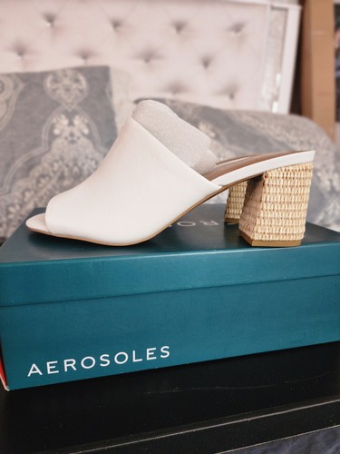 Aerosoles White Leather Slide Sz 9 Brand New - Picture 8 of 14