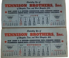 Vintage Tennison Brothers Inc Memphis, TN West Memphis, AR Ink Blotters, 2 cards