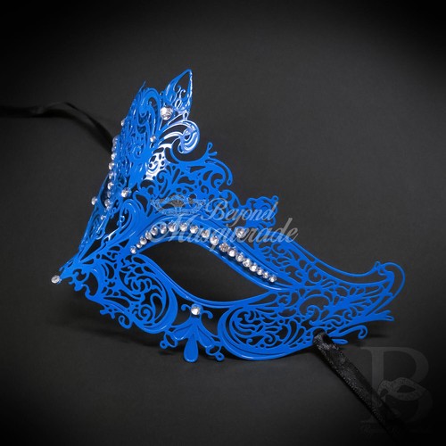 Luxus venezianische Damen-Maskerade-Maske lasergeschnitten - aus leichtem Metall M7110 - Bild 43 von 62
