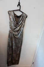 NWT Connected Apparel Size 8 Metallic Cowl Neck Ball Dress Evening Gold Bronze
