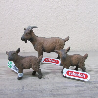 Schleich Farm World Nanny Goat & 2 Kids Educational Toy Figures 13829 13828