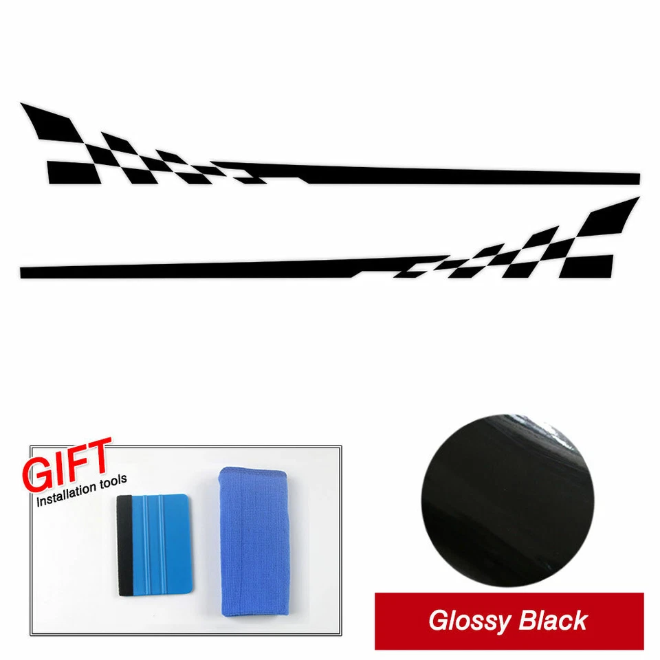 Racing Checkered Flag Rocker Side Stripes Decal Sticker for Mini Cooper R58 R59 - Изображение 2 из 4