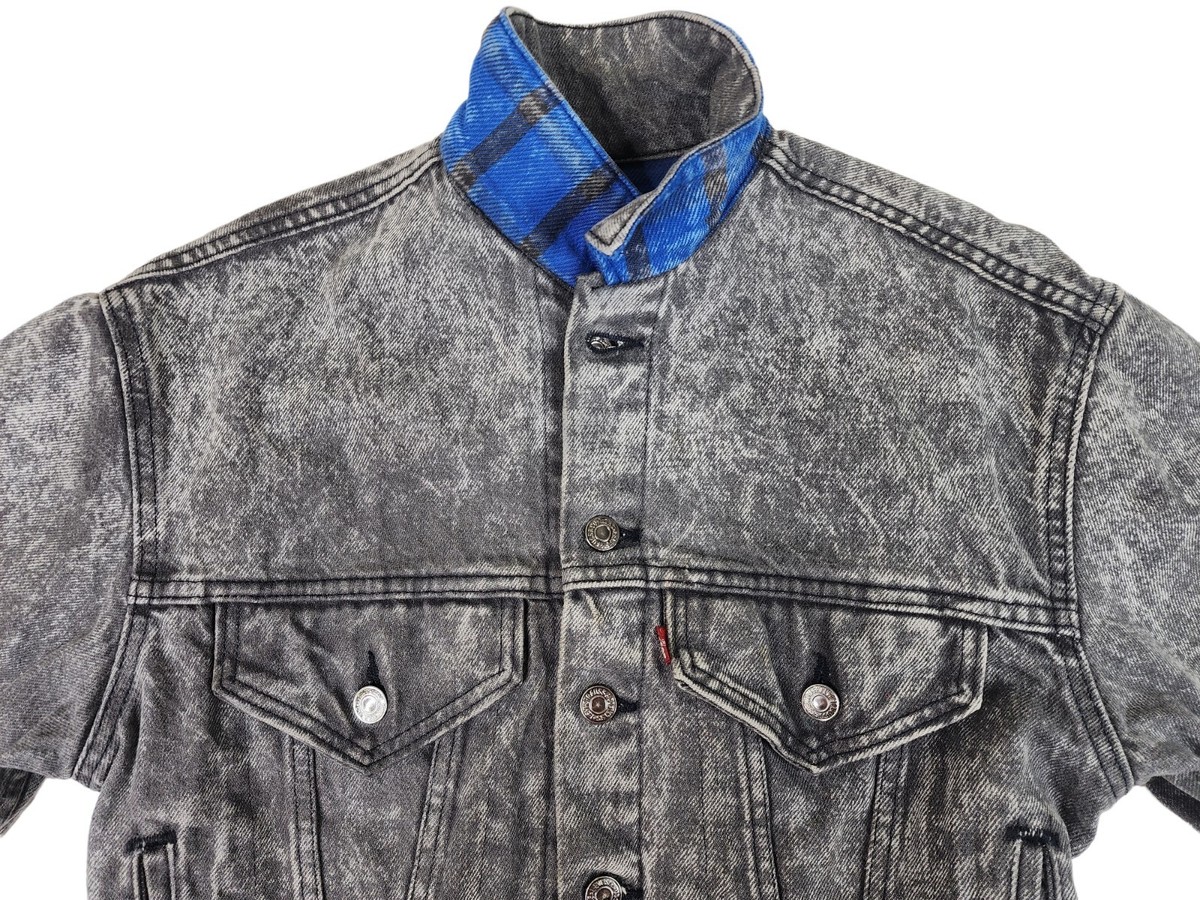 Levi's 57529 Blanket Lined Gray Acid Wash Denim Jacket Trucker
