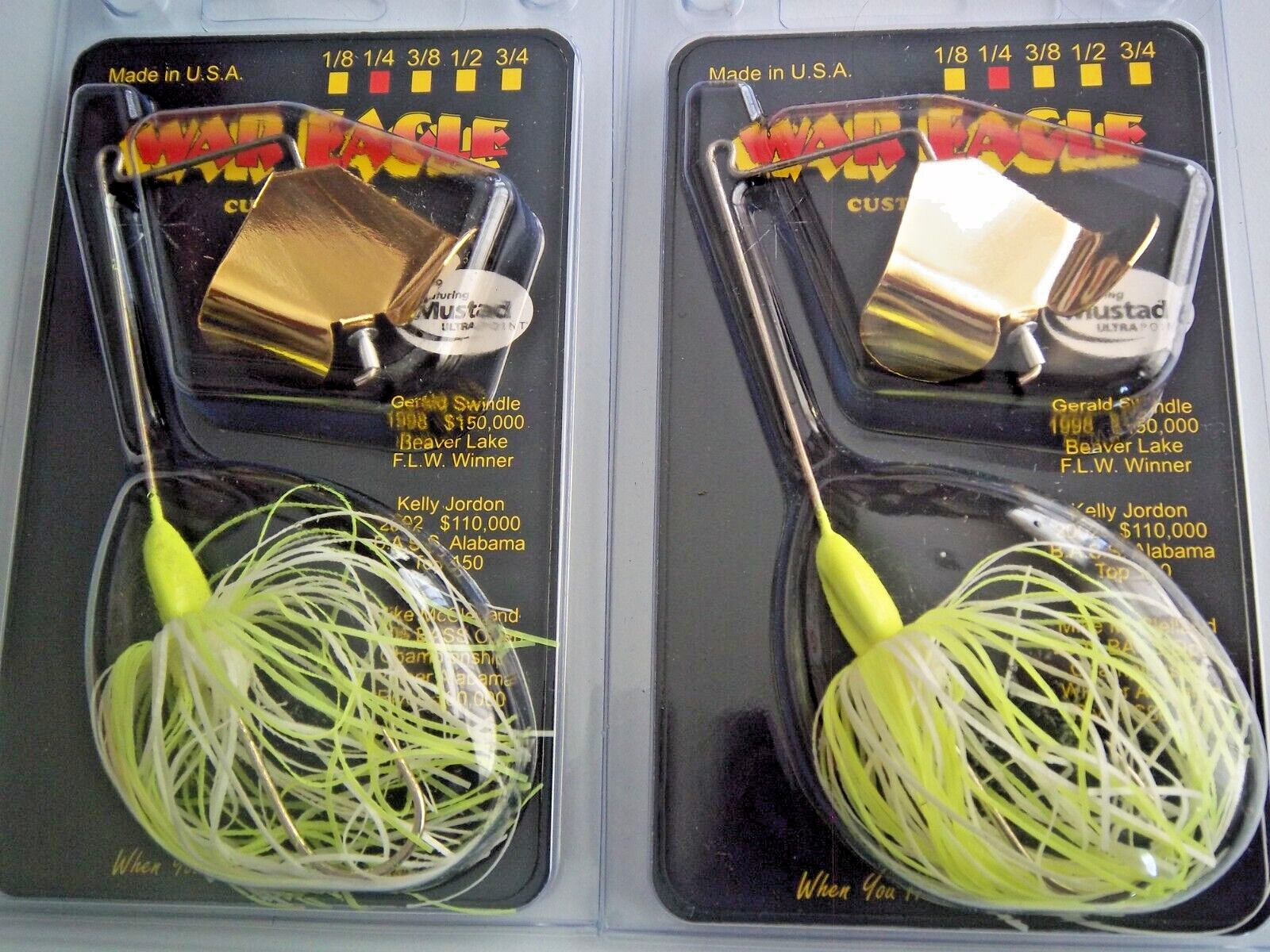 (LOT OF 2) WAR EAGLE BUZZBAIT 1/4OZ WE14BBW16 GOLD HOT WHITE CHARTREUSE K1482 - Image 4