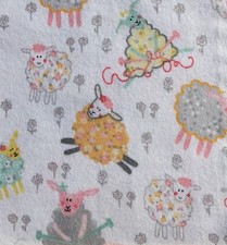 Changing Pad Cover, Knitting Sheep, Flannel, Fits 32"x16" Contoured Pad