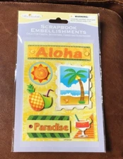 RETIRED MISS ELIZABETH'S THEMED SCRAPBOOK LAYERED 3D STICKERS HAWAII ALOHA