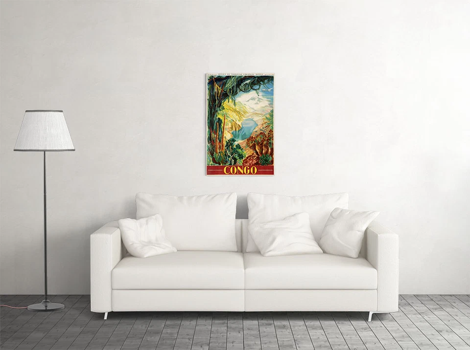 Arte de pared de viaje estilo vintage de la selva africana del Congo años 30 para casa - PÓSTER 20"x30" Foto 2 de 3