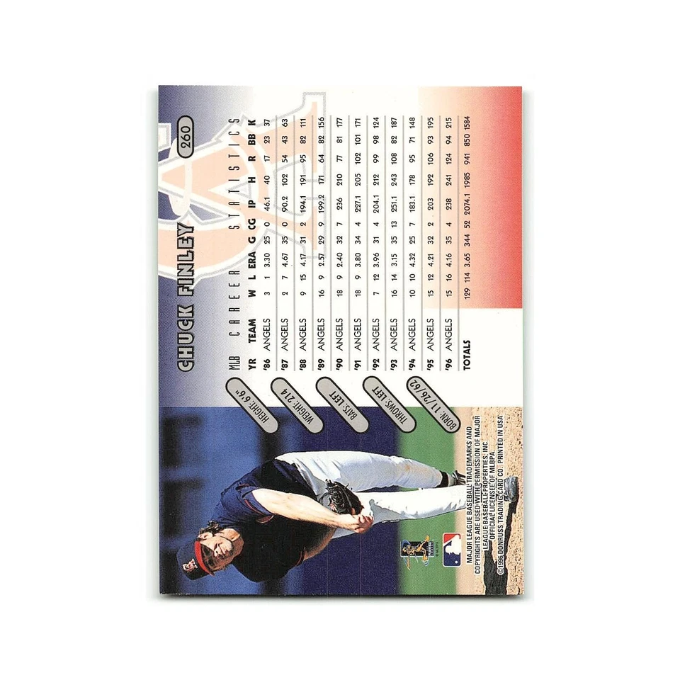 Chuck Finley 1997 Donruss #260 California Angels Baseball Card NM - Image 2 of 3