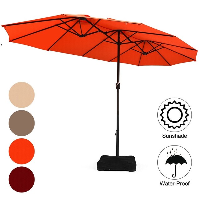 15 Ft Patio Umbrella Outdoor Umbrella With Crank Base Orange For Sale Online