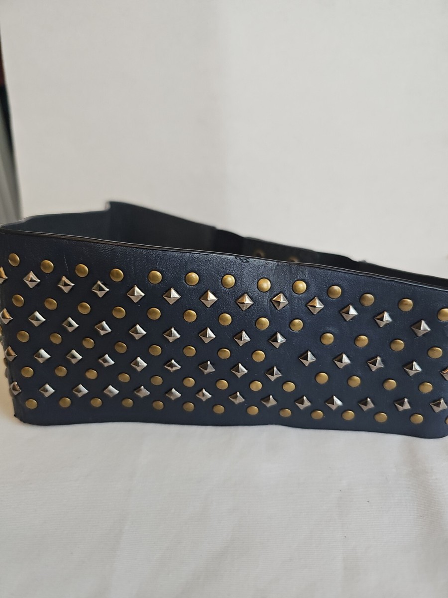 BCBG MaxAzria Navy Studded Belt Snap Closure Faux Leather  display picture 1