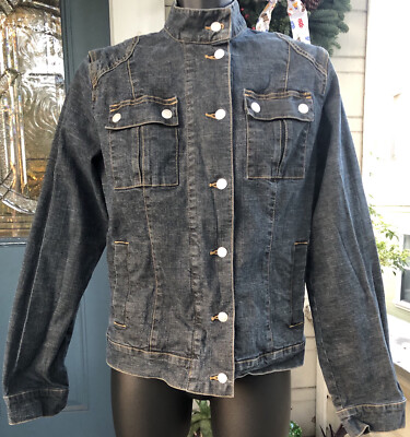 mandarin collar denim jacket