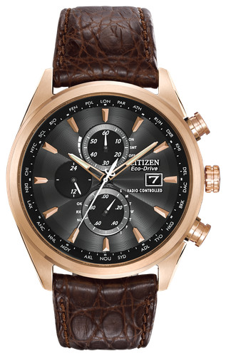 citizen mens limited edition world chronograph at8013-17e, rose