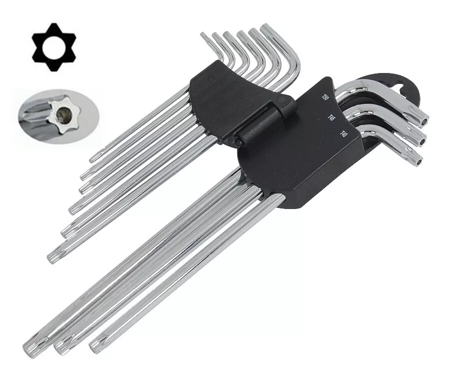 Extra Long Star Torx Allen Key Security Wrench Set T10 T50 9 Pc Keys UK