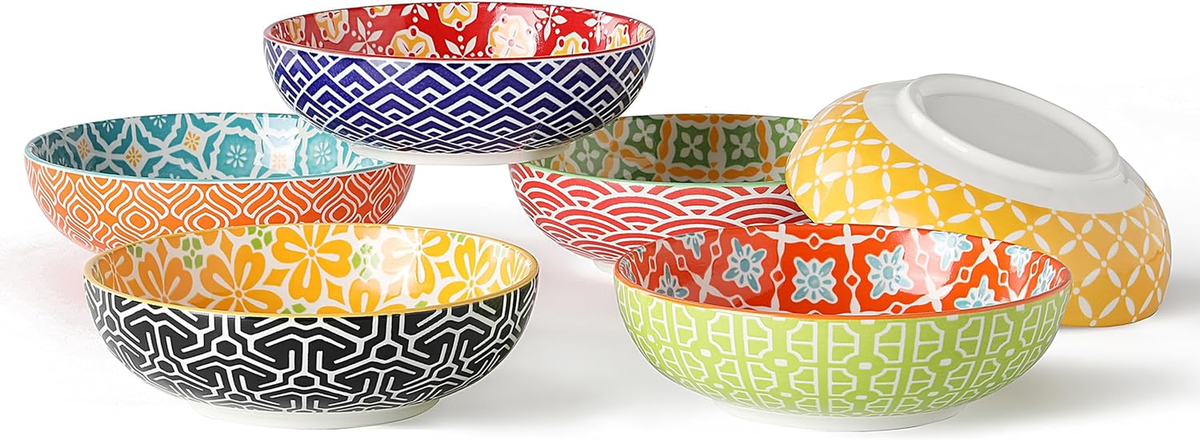 JuneCat Cereal Bowl Ceramic Bowls,Soup Bowls Set Of 6-20 Oz Deep Colorful Porcelain Serving Bowls For Dinner, Pasta, Ice Cream,Salad, Oatmeal Microwave Safe Bowls Oven Safe For Soup Bowls In Kenya