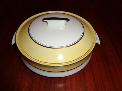 Palissy Art Deco Stil Deckel Turene gelb weißgold Borte um 1940er Jahre
