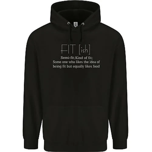 Fit ish Funny Gym Training Top Overweight Mens 80 Cotton Hoodie