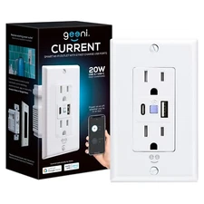 Geeni Smart Wi-Fi Outlet w/ 20W USB-C & USB-A, Alexa/Google Voice Control