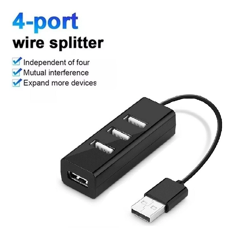Mini 4 Port USB 2.0 HUB Multi Splitter Expansion For Desktop PC Laptop Adapter - Image 4 of 4