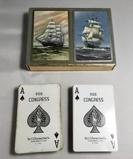 Vintage Congress 606 Playing Cards Deck Set Schooners With Box
