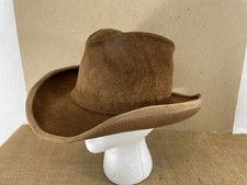 Skullys Henschels St Louis XL Brown Leather Suede USA Made Cowboy Hat