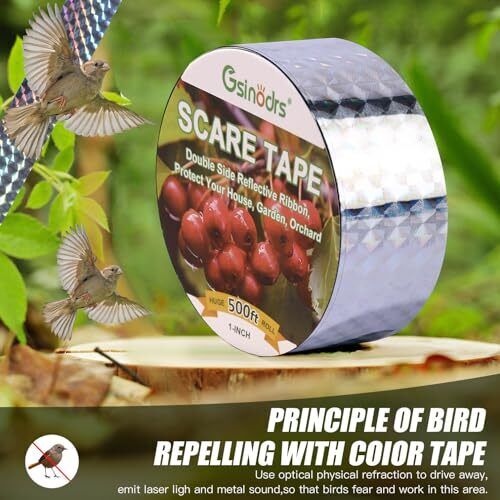 Double Bird Flash Tap, Bird Scare Tape Ribbon - Side Reflective 1in * 500FT *2 - Picture 8 of 8